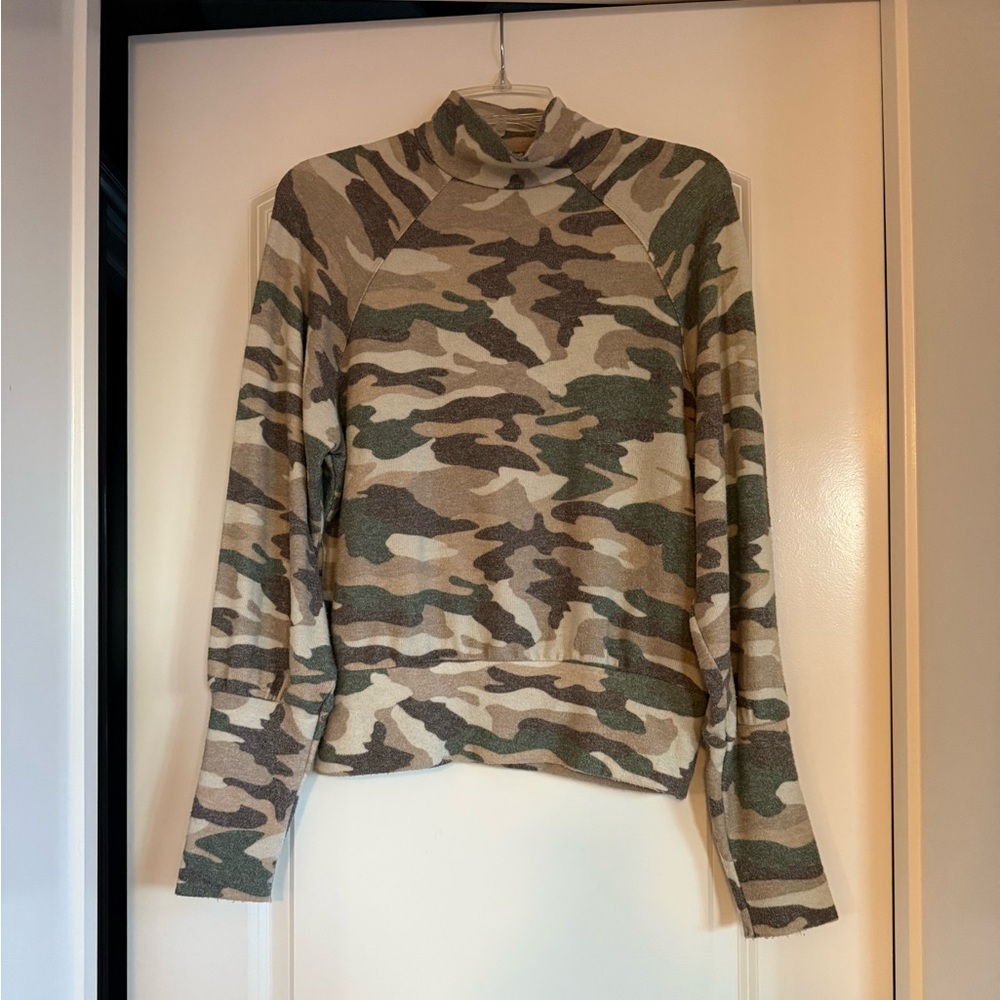 Anthropologie Maeve Camo Patterned Turtleneck Sweater